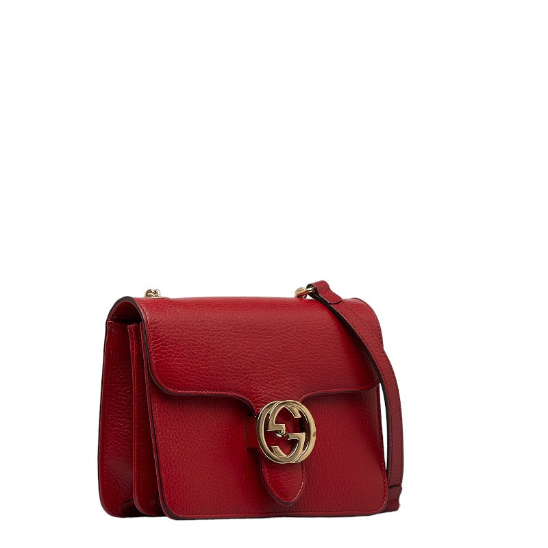 GUCCI Gucci Interlocking G 510304 Shoulder Bag Leather Red