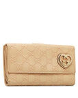 Gucci GG-Sima Lovely Heart Long Wallet 245723 Pink Beige Leather  Gucci