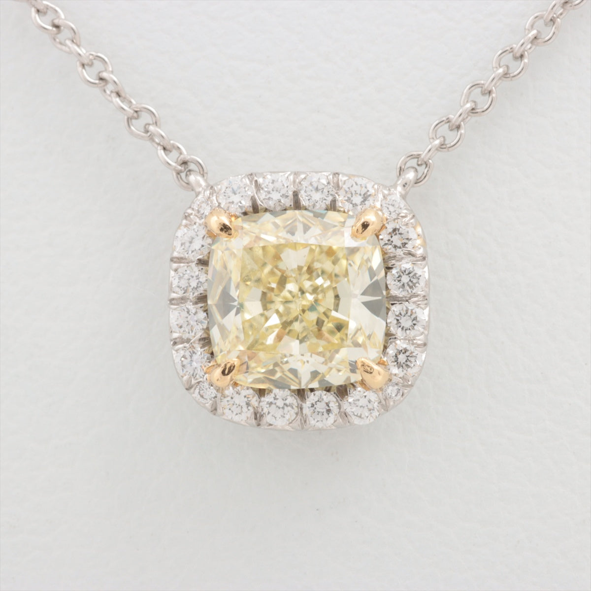 Tiffany Solest Yellow Diamond Necklace 750(YG)Pt950 3.9g 1.02 FAINT YELLOW IF Boxer MBoladh