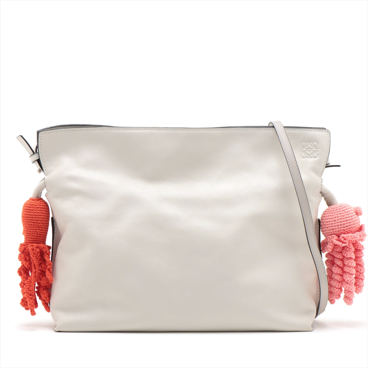 Loewee Flamenco Clutch Leather Shoulder Bag White Octopus