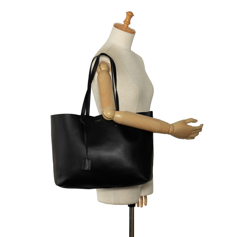 Saint Laurent Tote Shopper Bag in Calf Leather Black 394195