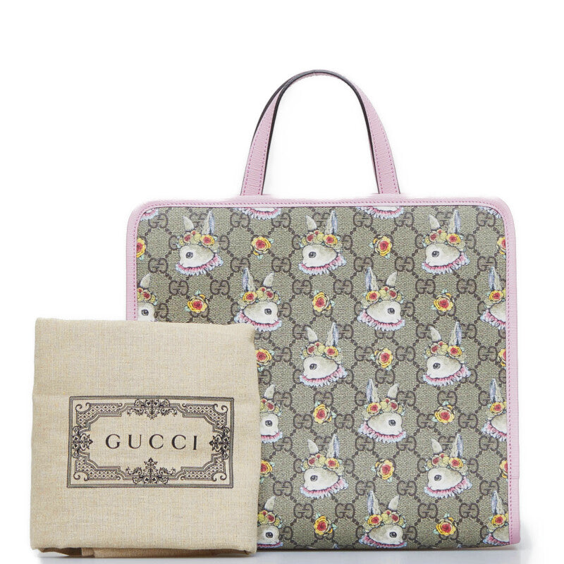 Gucci GG Sprime × Highland Yucca Rabit Handbag Shoulder Bag 630542 Brown Pink Linen Leather Ladies GUCCI 【High-Range】 Gucci [Ginsio Paris]  Store