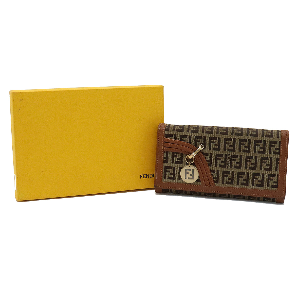 FENDI FENDI  2 folded wallets 2 folded wallets canvas leather carpenter camel gold tools 8M0179 BLUMIN market shop