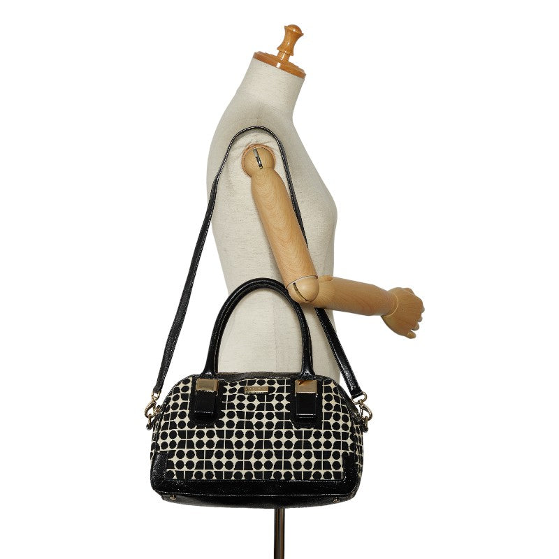 Kate Spade Handbag Shoulder Bag 2WAY Black White Canvas Patent Leather  Kate Spade