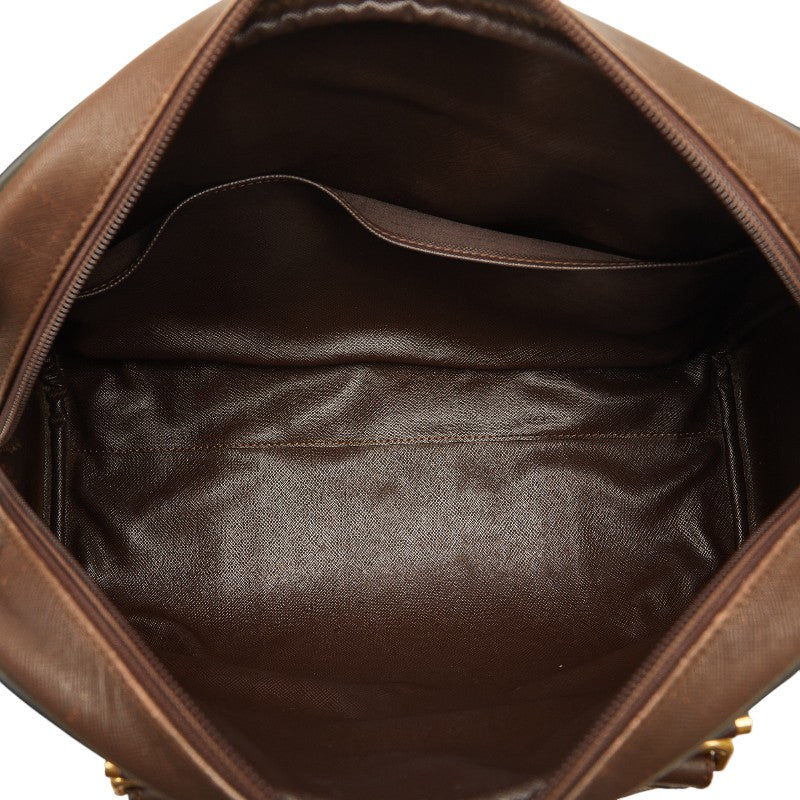 Burberry Check Handbag Boston Handbags Karki Brown Canvas Leather  BURBERRY