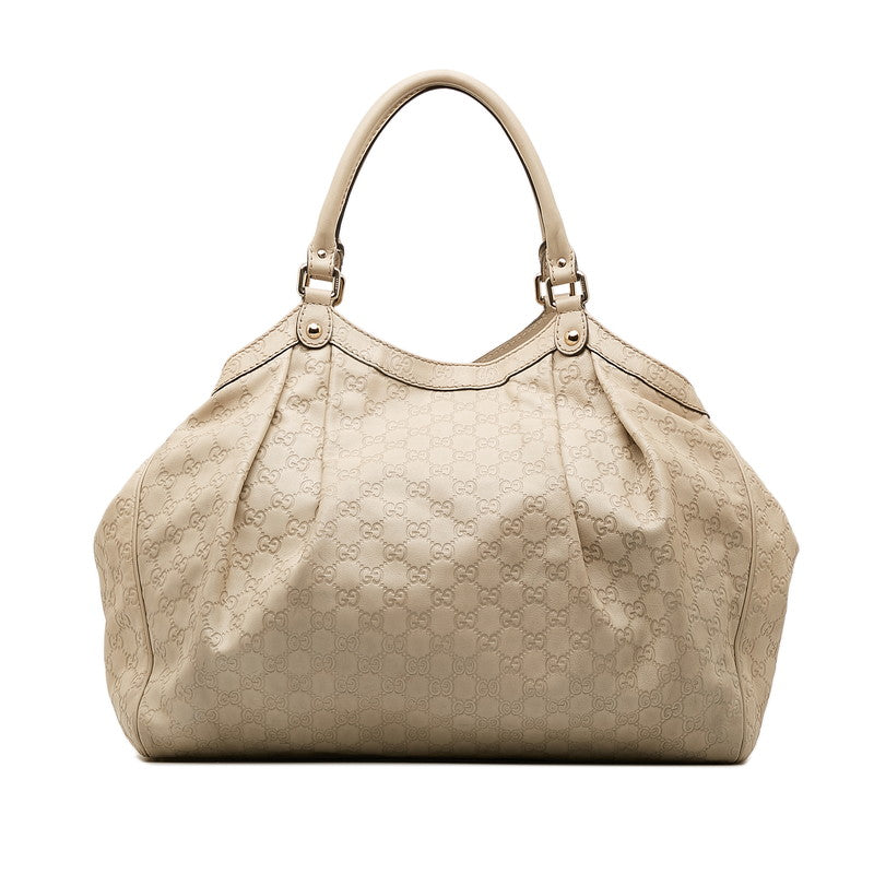 Gucci GG-Sima Suki Handbag 211943 Ivory Beige Leather Ladies Gucci Gucci