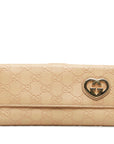Gucci GG-Sima Lovely Heart Long Wallet 245723 Pink Beige Leather  Gucci