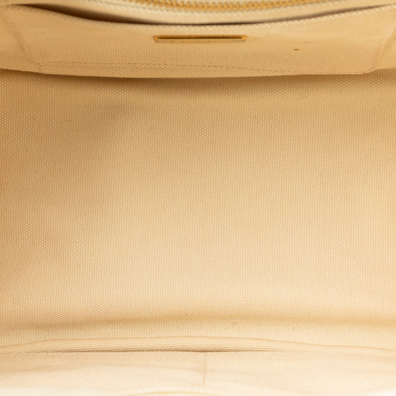 Prada Canapa Mini Handbags Shoulder Bag 2WAY White Linen Lady Prada