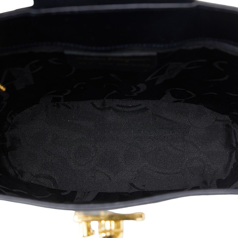 Salvatore Ferragamo Head Motif Button Gold  Shell Bag DQ-21 Black Leather Ladies Salvatore Ferragamo [More] Bottle