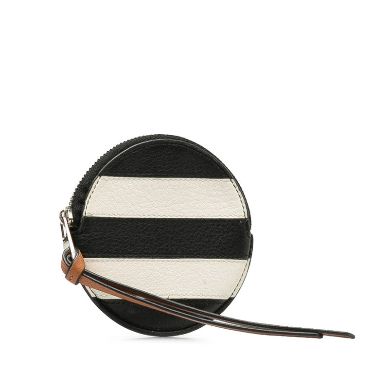 LOEWE Anagram Coin Case in Leather Black White Stripe