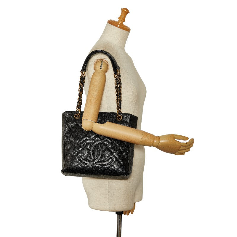 Chanel Mattress PT Tott Cocomark Chain Shoulder Bag Black Gold  Caviar S  CHANEL