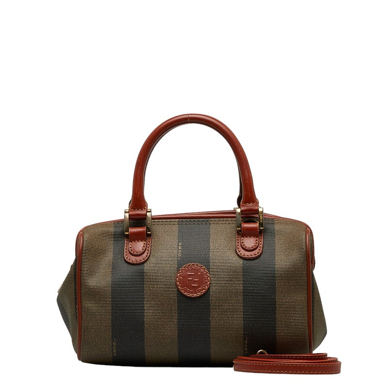 Fendi Vintage Mini Handbag Shoulder Bags 2WAY Brown PVC Leather Ladies
