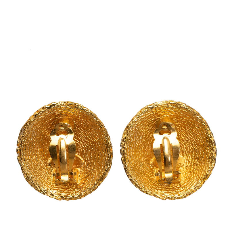 CHANEL Vintage Round Clip On Earrings Plated Gold Women's