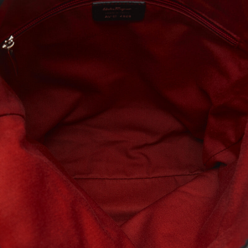 Salvatore Ferragamo Gantiini s Bag AU-21 4909 Black Linen Leather Ladies Salvatore Ferragamo