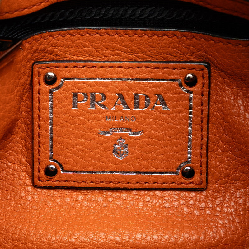 Prada Logo Shoulder Bag Handbag Orange Leather Women&#39;s