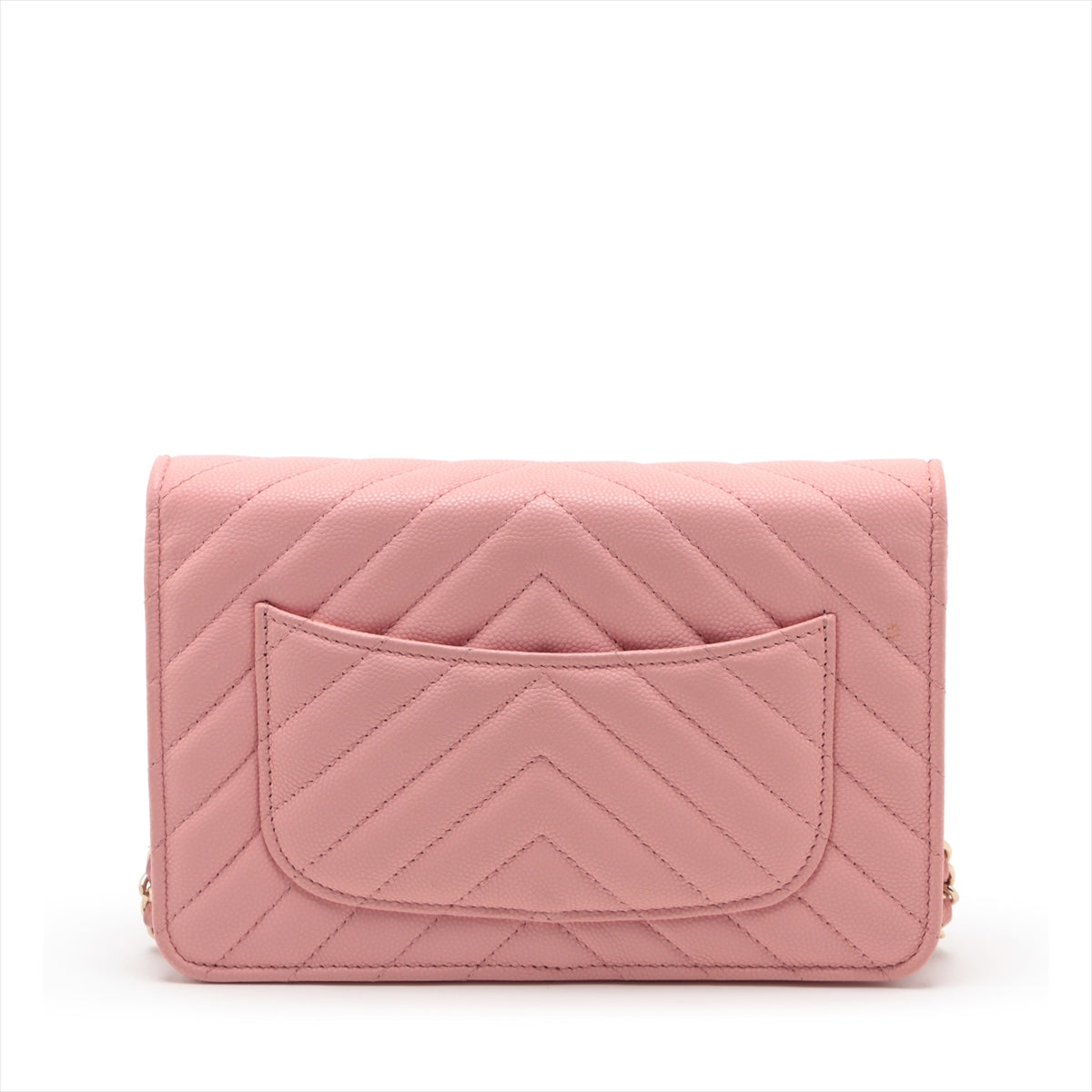 Chanel V Stitch Caviar S Chain Wallet Pink Gold