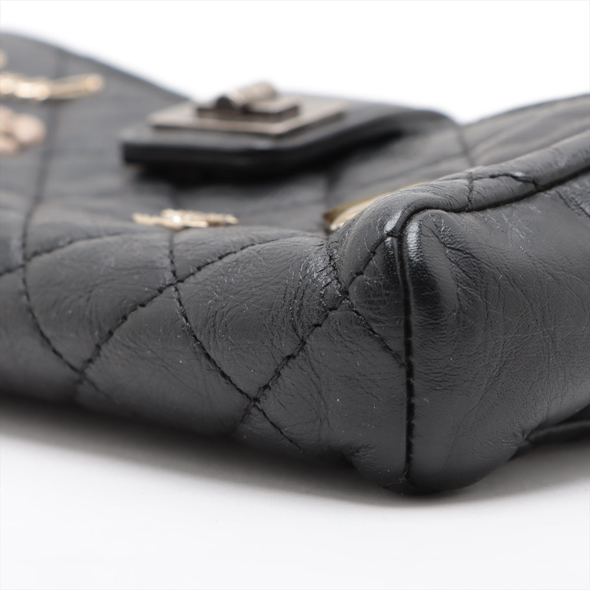 Chanel Matrasse Leather Chain Shoulder Bag Black Silver Gold  20th