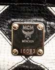 MCM Em Siem Handbags Patent Laser Black White Ladies