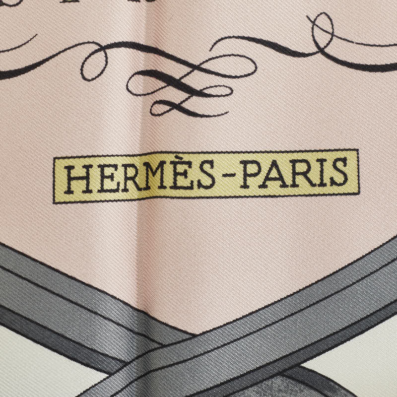 Hermes Carré 90 Springs 馬輪圍巾粉色真絲女士 Hermes