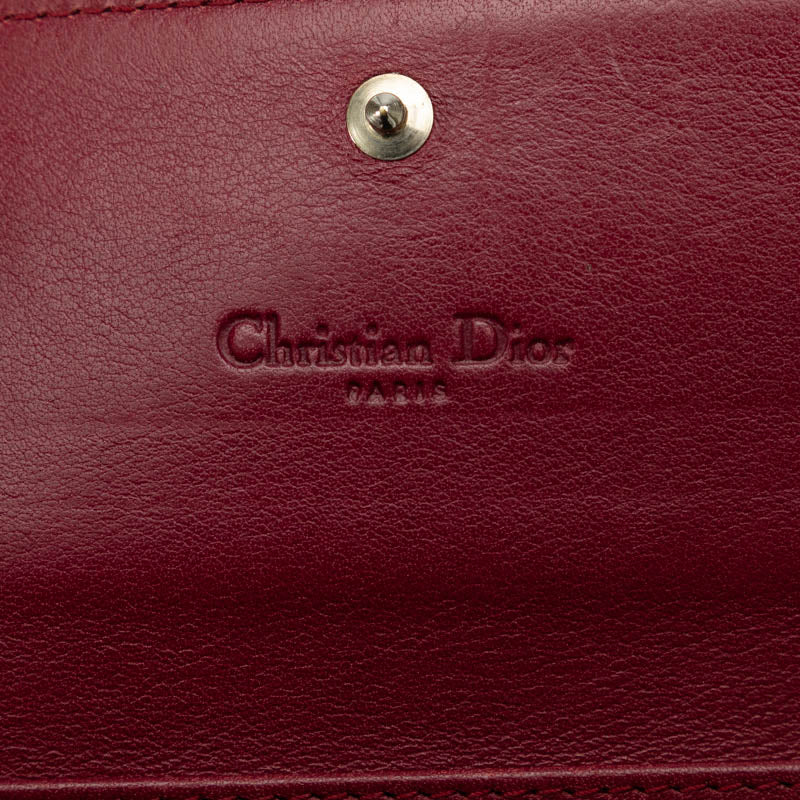 Dior Dior Long Wallet Enamel Bordeaux Wine Red