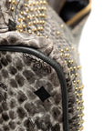 MCM Mini Backpack Studded in Visetos Grey Python Leather