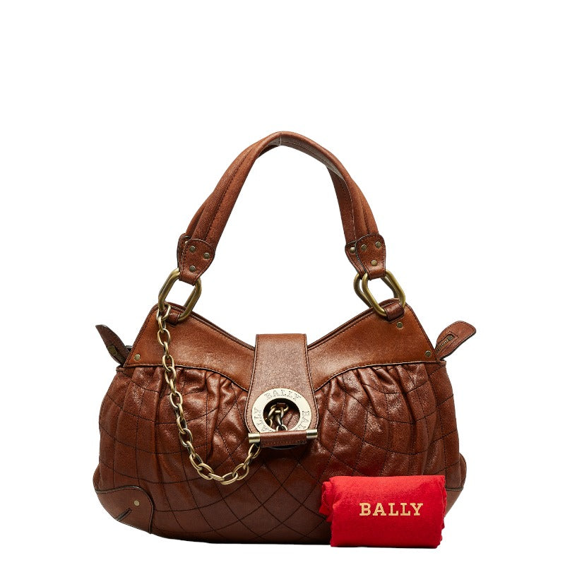 BALLY Shoulder Bag Leather Brown Ladies Paris