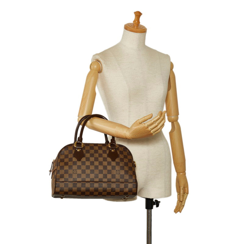 Louis Vuitton Damiere Duomo Handbag Mini Boston Bag N60008 Brown PVC Leather  Louis Vuitton