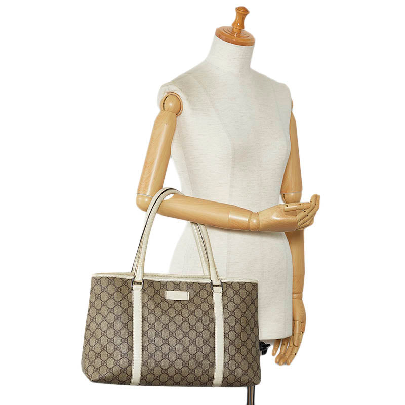 Gucci GG Spring Handbag 114595 Beige White PVC Leather  Gucci