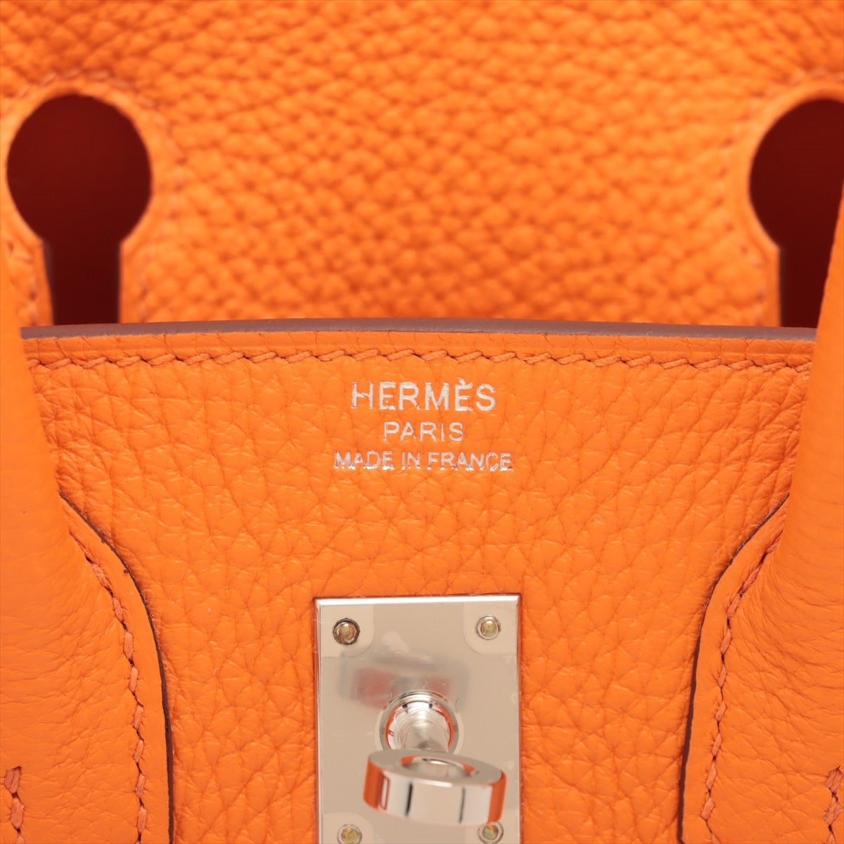 Hermes Bur 25 Togo Orange Mini Silver Gold