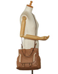 Chloe Logo Handbag Shoulder Bag 2WAY Beige Leather