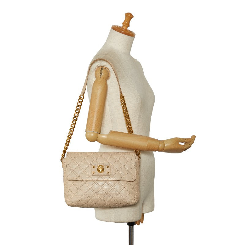 Mark Jacobs  Stitch Gold  Chain Shoulder Bag Beige Leather Ladies MARC JACOBS