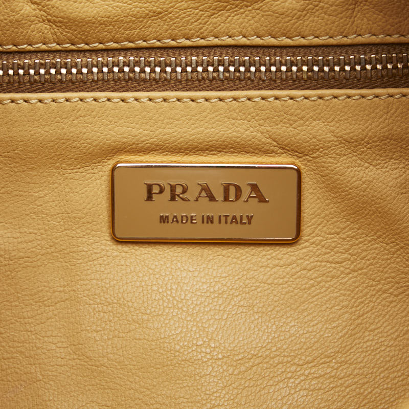 PRADA PRADA BT0084 Shoulder Bag Leather Yellow Ladies Gorgeous