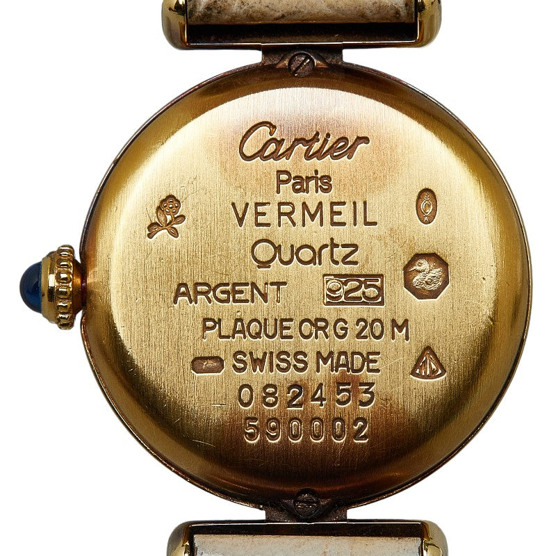 Cartier Mast Coliseum Vermeer  590002 Quartz Ivory Signature SV925 Silver Leather  Cartier