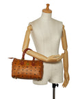 MCM Mini Boston Bag in Visetos Brown Leather