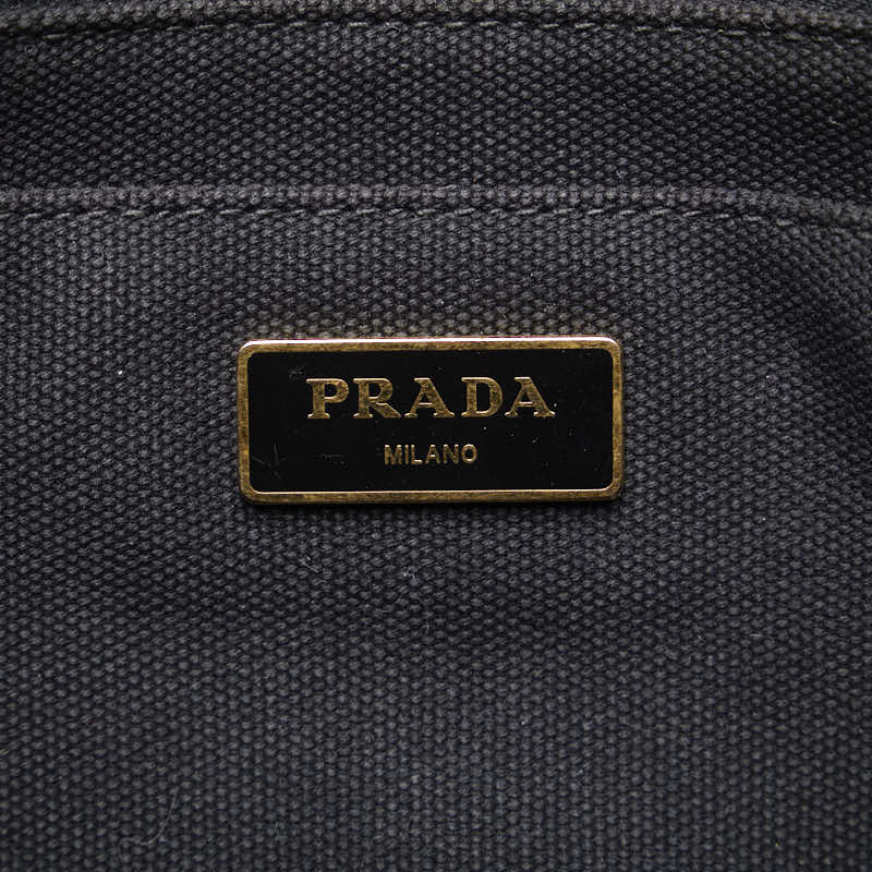PRADA Canapa Mini B2439G Handbag Canvas Black Ladies