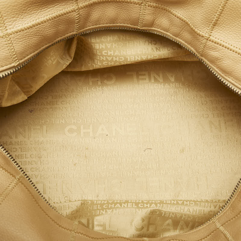 Chanel Chocolate Bar Boston Bag Handbag Beige Leather Lady Chanel