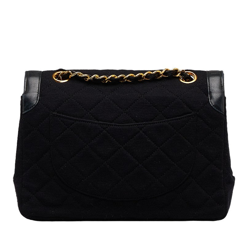Chanel Mattress Cocomark Double Flap 23 Chain houlder Bag Black Cotton Leather  CHANEL