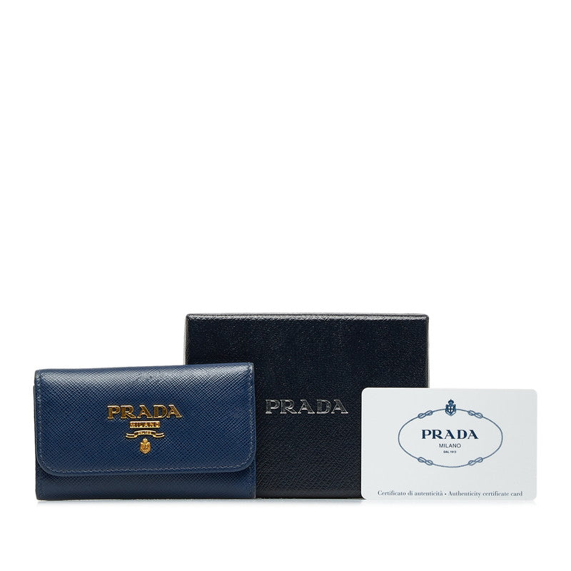 Prada Sapphiano Keycase 1PG222 Blue Leather  Prada