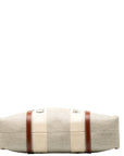 Chloe Woody Tote Bag CHC22AS Ivory Brown Canvas Leather