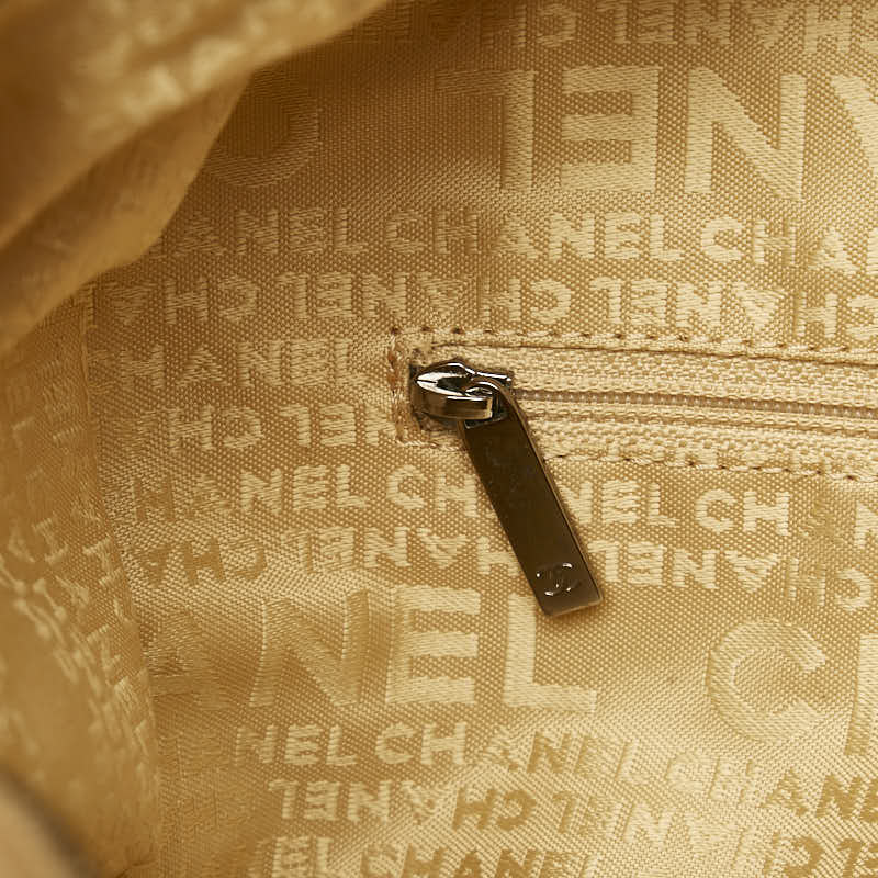 Chanel Chocolate Bar Boston Bag Handbag Beige Leather Lady Chanel