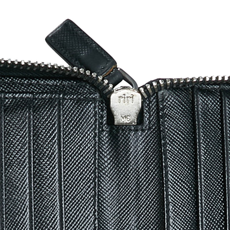 Prada Sapphiano Roundfashner Long Wallet 2M1264 Black Leather Ladies Prada