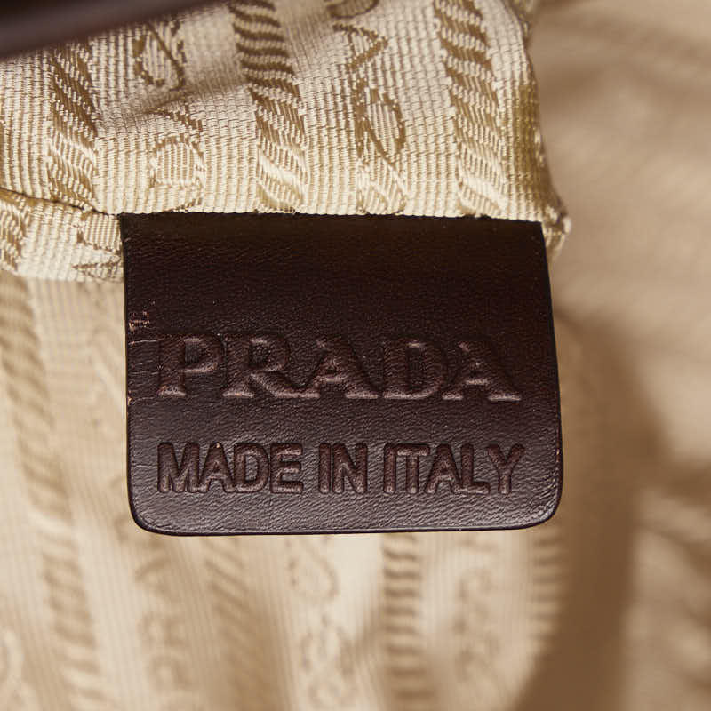 Prada Logo   Bag 2WAY BR3414 Beige Brown Canvas Leather  Prada