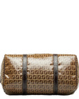FENDI Zucca Mini Boston Handbag Brown PVC Leather Ladies
