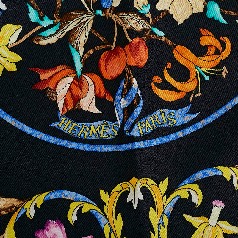 Hermes Carré 90 PIERRE D&#39;ORIENT ET D&#39;OCIDENT East and West stone crafts Scarf Black Multicolor Silk  Hermes