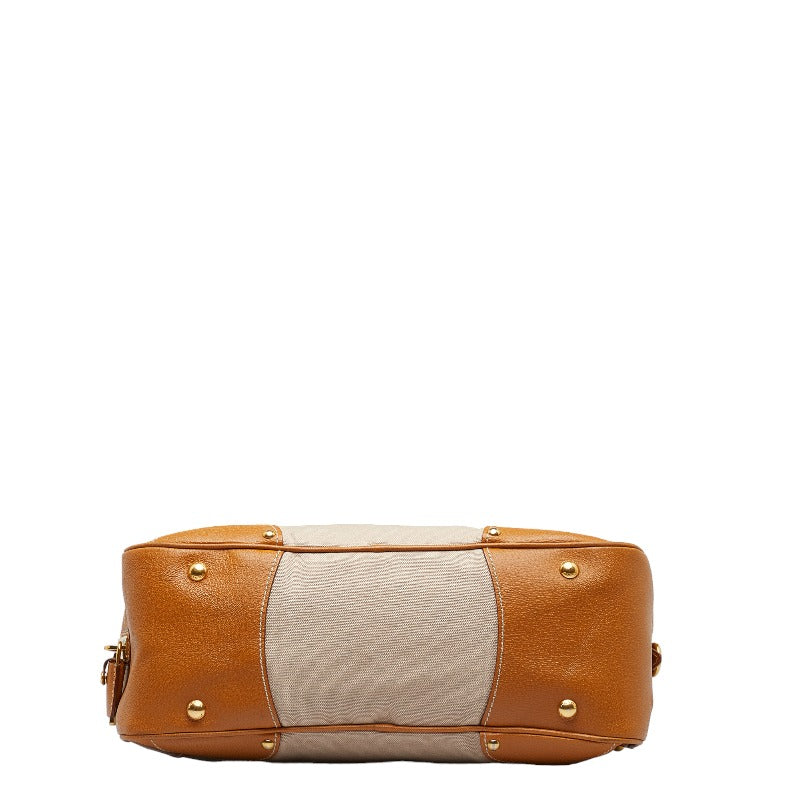 PRADA Shoulder Bag in Beige Canvas Leather BT0433