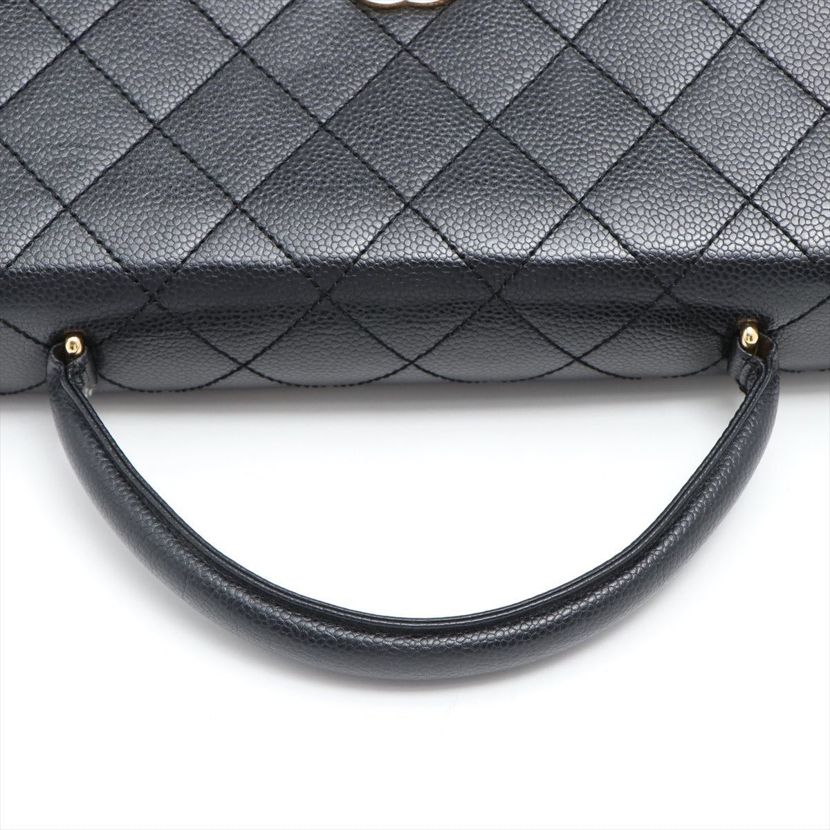 Chanel Mattress Caviar S Handbag Black Silver Gold