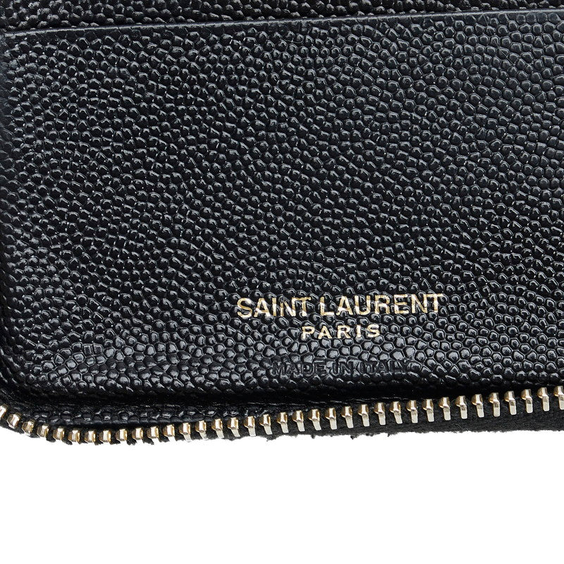 Saint Laurent Zip Wallet in Grained Calf Leather Black