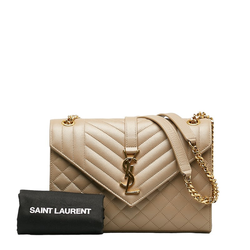 Saint Laurent Envelope Medium Chain  Shoulder Bag 600185 Beige Leather  Saint Laurent