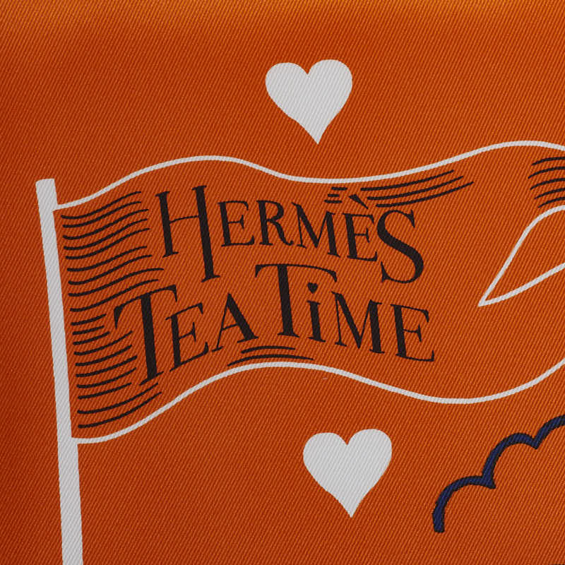 Hermès Caré 70 Tea Time Tea Time SCalf Orange Multicolor Silk  Hermes