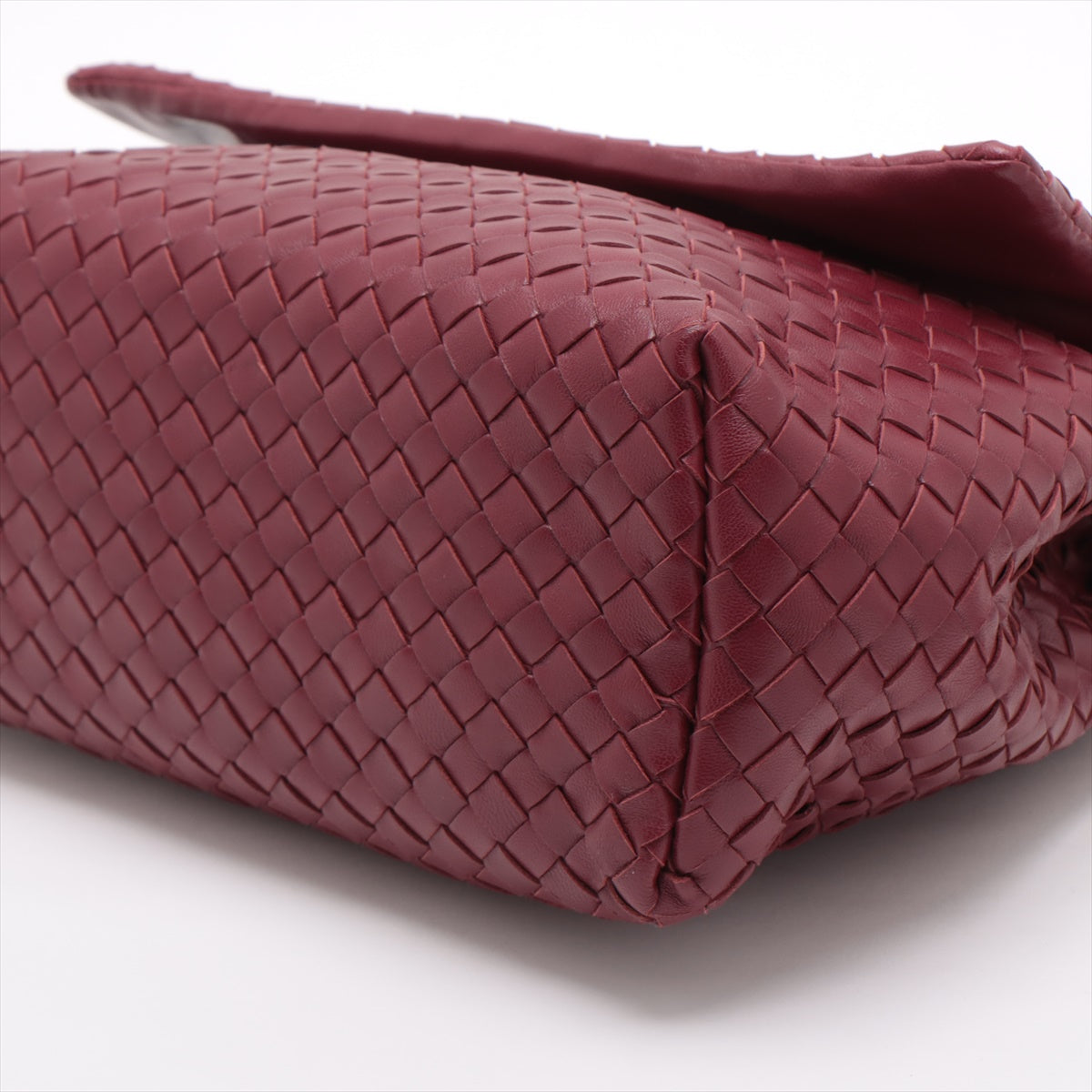 Bottega Veneta Intercharted Leather Shoulder Bag Bordeaux